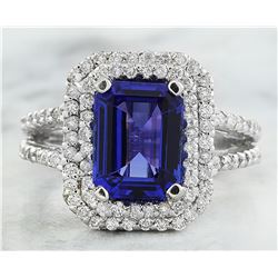 5.23 CTW Tanzanite 18K White Gold Diamond Ring