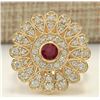 Image 1 : 1.40 CTW Natural Ruby And Diamond Ring In 18K Yellow Gold