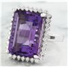Image 2 : 7.50 CTW Amethyst 18K White Gold Diamond Ring