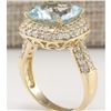 Image 3 : 5.36 CTW Natural Aquamarine And Diamond Ring 18K Solid Yellow Gold