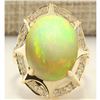 Image 1 : 8.77 CTW Natural Opal And Diamond Ring In 18K Yellow Gold