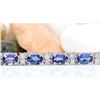 Image 3 : 11.10 CTW Natural Tanzanite 18K Solid White Gold Diamond Bracelet