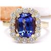 Image 1 : 4.27 CTW Natural Tanzanite 18K Solid Yellow Gold Diamond Ring