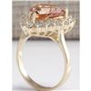 Image 3 : 6.27 CTW Natural Peach Morganite And Diamond Ring In 14K Solid Yellow Gold