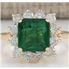 Image 1 : 4.40 CTW Natural Emerald And Diamond Ring In 14K Yellow Gold