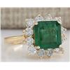Image 2 : 4.40 CTW Natural Emerald And Diamond Ring In 14K Yellow Gold