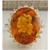 Image 1 : 15.42 CTW Natural Citrine And Diamond Ring 18K Solid Yellow Gold