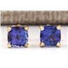 Image 1 : 2.90 CTW Natural Blue Tanzanite Earrings 18K Solid Yellow Gold