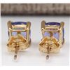 Image 3 : 2.90 CTW Natural Blue Tanzanite Earrings 18K Solid Yellow Gold