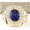 Image 1 : 6.81 CTW Natural Blue Tanzanite And Diamond Ring 18K Solid Yellow Gold