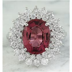 5.85 CTW Tourmaline 18K White Gold Diamond Ring