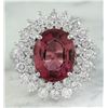 Image 1 : 5.85 CTW Tourmaline 18K White Gold Diamond Ring
