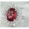 Image 2 : 5.85 CTW Tourmaline 18K White Gold Diamond Ring