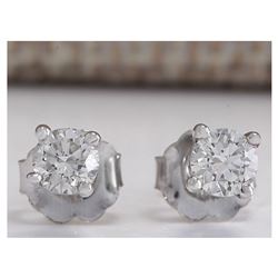 0.45CTW Natural Diamond Earrings 14K Solid White Gold