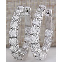 3.48CTW Natural Diamond Hoop Earrings 14K Solid White Gold