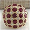 Image 1 : 5.55 CTW Natural Red Ruby And Diamond Ring 18K Solid Yellow Gold