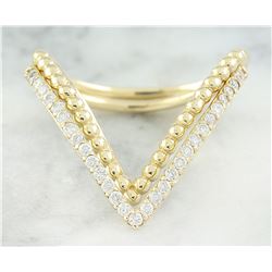 0.28 CTW Diamond 18K Yellow Gold Double V Ring