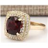 Image 2 : 6.26 CTW Natural Rhodolite Garnet And Diamond Ring In 14k Yellow Gold