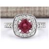 Image 1 : 2.10 CTW Natural Pink Tourmaline And Diamond Ring 18K Solid White Gold