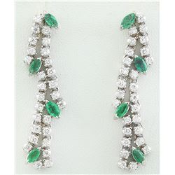 2.98 CTW Emerald 14K White Gold Diamond Earrings
