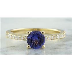 1.28 CTW Tanzanite 14K Yellow Gold Diamond Ring