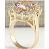 Image 3 : 6.08 CTW Natural Morganite And Diamond Ring In 14K Solid Yellow Gold