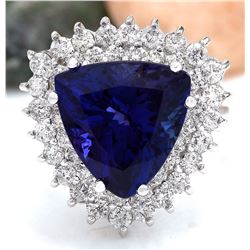 10.62 CTW Natural Tanzanite 18K Solid White Gold Diamond Ring