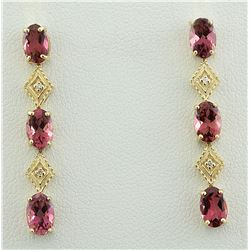2.65 CTW Tourmaline 18K Yellow Gold Diamond Earrings