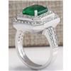 Image 3 : 4.59 CTW Natural Emerald And Diamond Ring 14K Solid White Gold