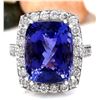 Image 1 : 17.53 CTW Natural Tanzanite 18K Solid White Gold Diamond Ring