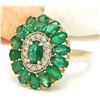Image 2 : 4.10 CTW Natural Emerald 14K Solid Yellow Gold Diamond Ring