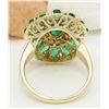 Image 3 : 4.10 CTW Natural Emerald 14K Solid Yellow Gold Diamond Ring