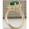 Image 3 : 2.35 CTW Natural Emerald And Diamond Ring 18K Solid Yellow Gold