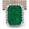 Image 1 : 22.76 CTW Natural Emerald And Diamond Ring In 18K White Gold
