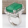 Image 3 : 22.76 CTW Natural Emerald And Diamond Ring In 18K White Gold