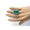 Image 4 : 22.76 CTW Natural Emerald And Diamond Ring In 18K White Gold
