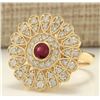 Image 2 : 1.40 CTW Natural Ruby And Diamond Ring In 14k Yellow Gold