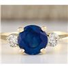 Image 1 : 1.40 CTW Natural Sapphire And Diamond Ring In 14k Yellow Gold