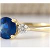Image 2 : 1.40 CTW Natural Sapphire And Diamond Ring In 14k Yellow Gold