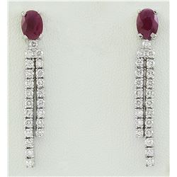 2.55 CTW Ruby 18K White Gold Diamond Earrings