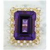 Image 1 : 11.95 CTW Amethyst 18K Yellow Gold Diamond Ring