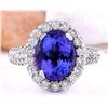 Image 1 : 5.24 CTW Natural Tanzanite 18K Solid White Gold Diamond Ring