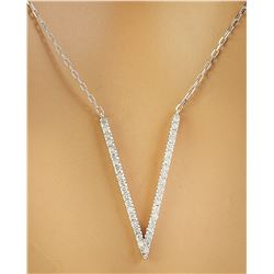 0.40 CTW Diamond 14K White Gold "V" Necklace Pendant