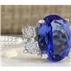Image 2 : 4.19 CTW Natural Tanzanite And Diamond Ring In 14K White Gold
