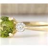 Image 2 : 1.40 CTW Natural Peridot And Diamond Ring In 18K White Gold