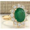 Image 2 : 4.75 CTW Natural Emerald And Diamond Ring In 18K Yellow Gold