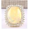 Image 1 : 18.25 CTW Natural Opal And Diamond Ring In 18K Yellow Gold