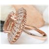 Image 3 : 12.85 CTW Natural Morganite 18K Solid Rose Gold Diamond Ring