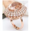 Image 5 : 12.85 CTW Natural Morganite 18K Solid Rose Gold Diamond Ring