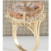 Image 3 : 24.99 CTW Natural Morganite And Diamond Ring In 14K Yellow Gold